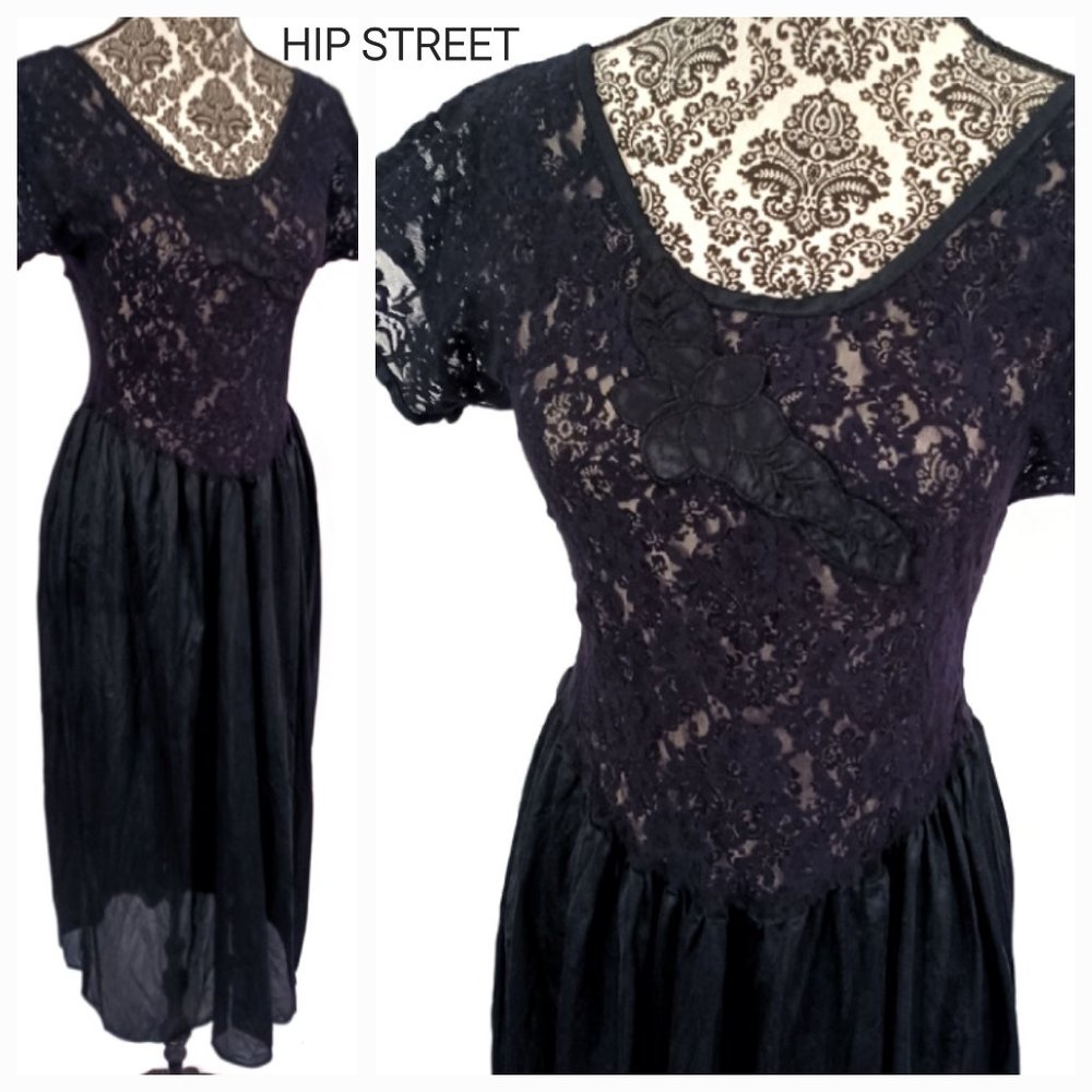 GLORIA VANDERBILT Nightgown Vintage Stretch Lace & Applique SS M